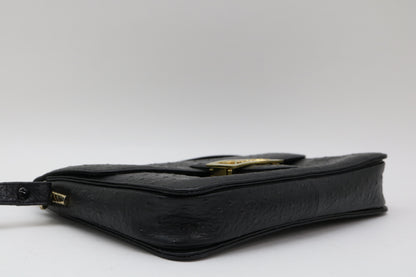 CELINE Ostrich Carriage Hardware Shoulder Bag