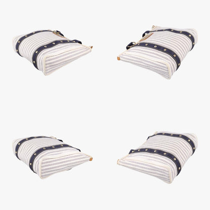 LOUIS VUITTON Cabas MM Antigua White x Navy Canvas Handbag M40132SP1007