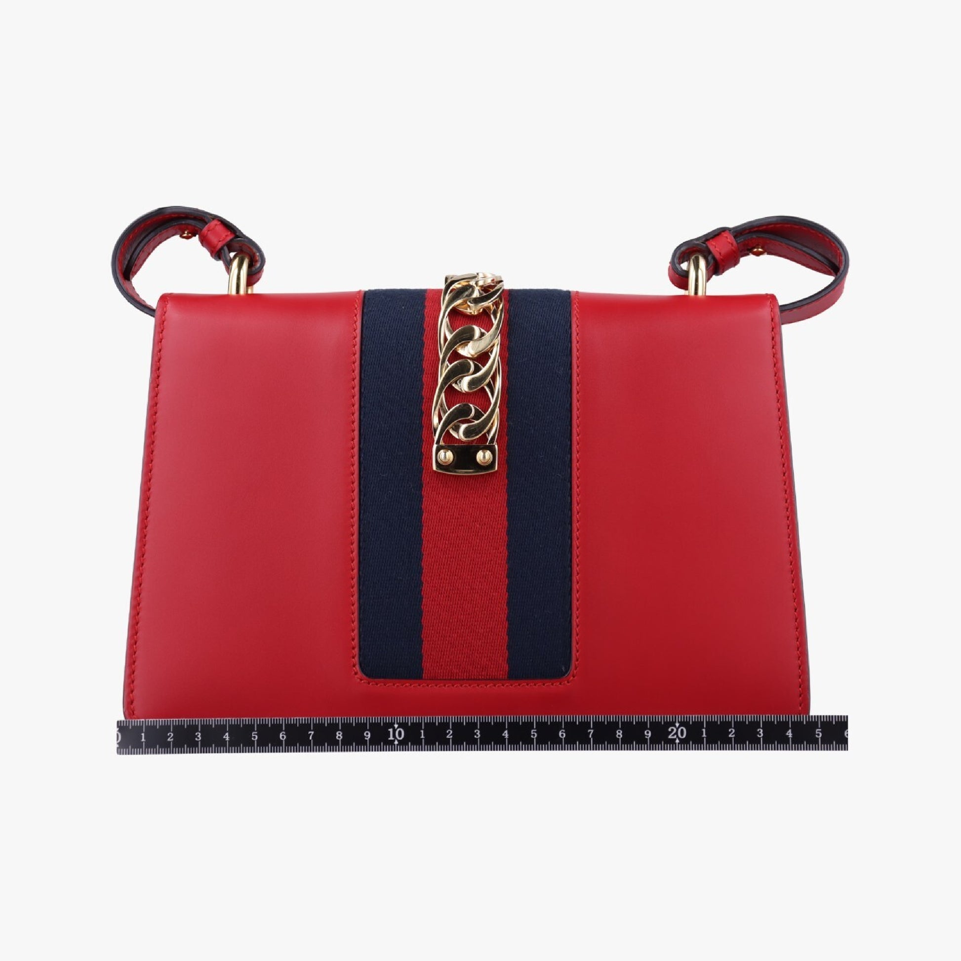 GUCCI Sylvie Red x Navy Leather 421882B023103386 Shoulder Bag