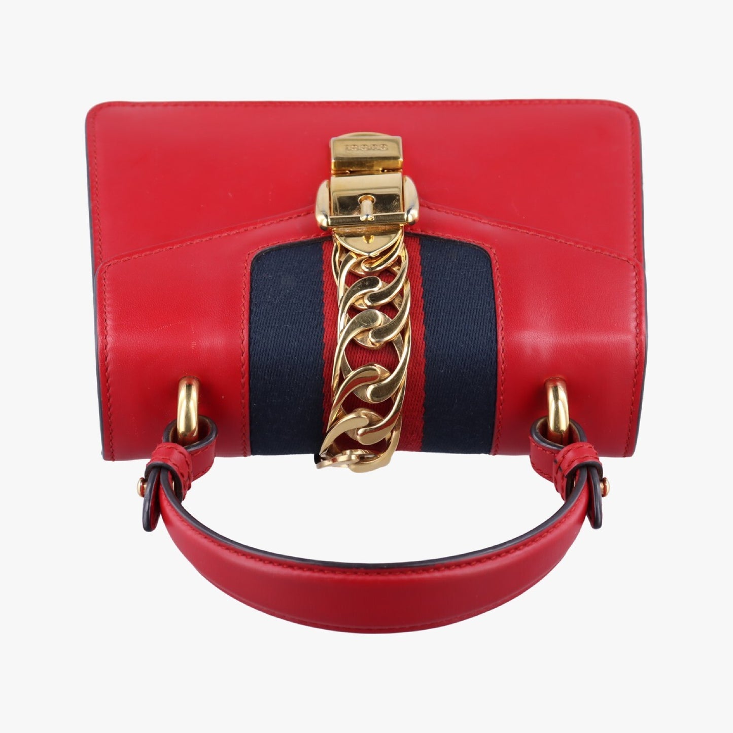 GUCCI Sylvie Red x Navy Leather 470270B021409666 Shoulder Bag