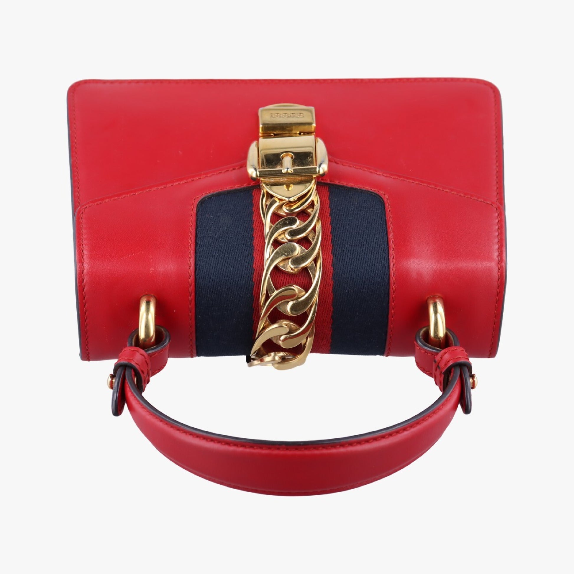 GUCCI Sylvie Red x Navy Leather 470270B021409666 Shoulder Bag