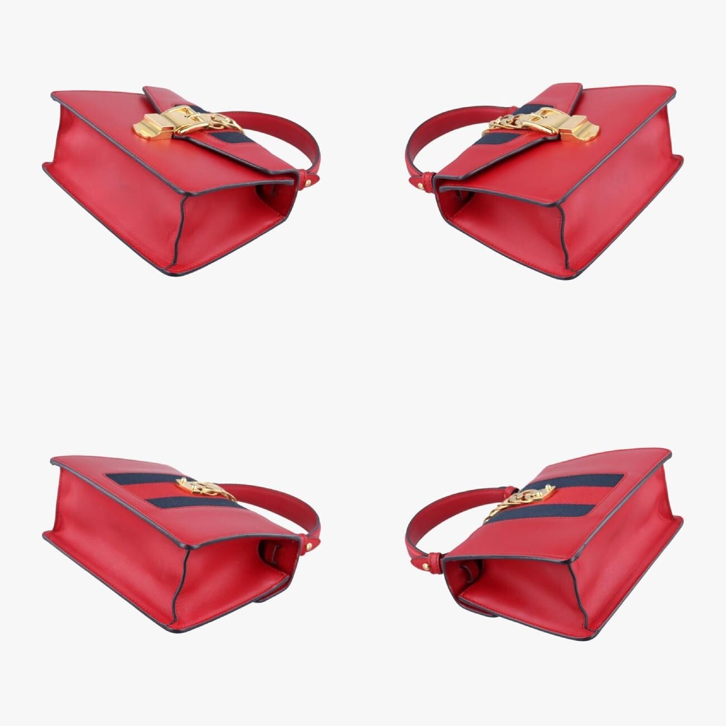 GUCCI Sylvie Red x Navy Leather 470270B021409666 Shoulder Bag