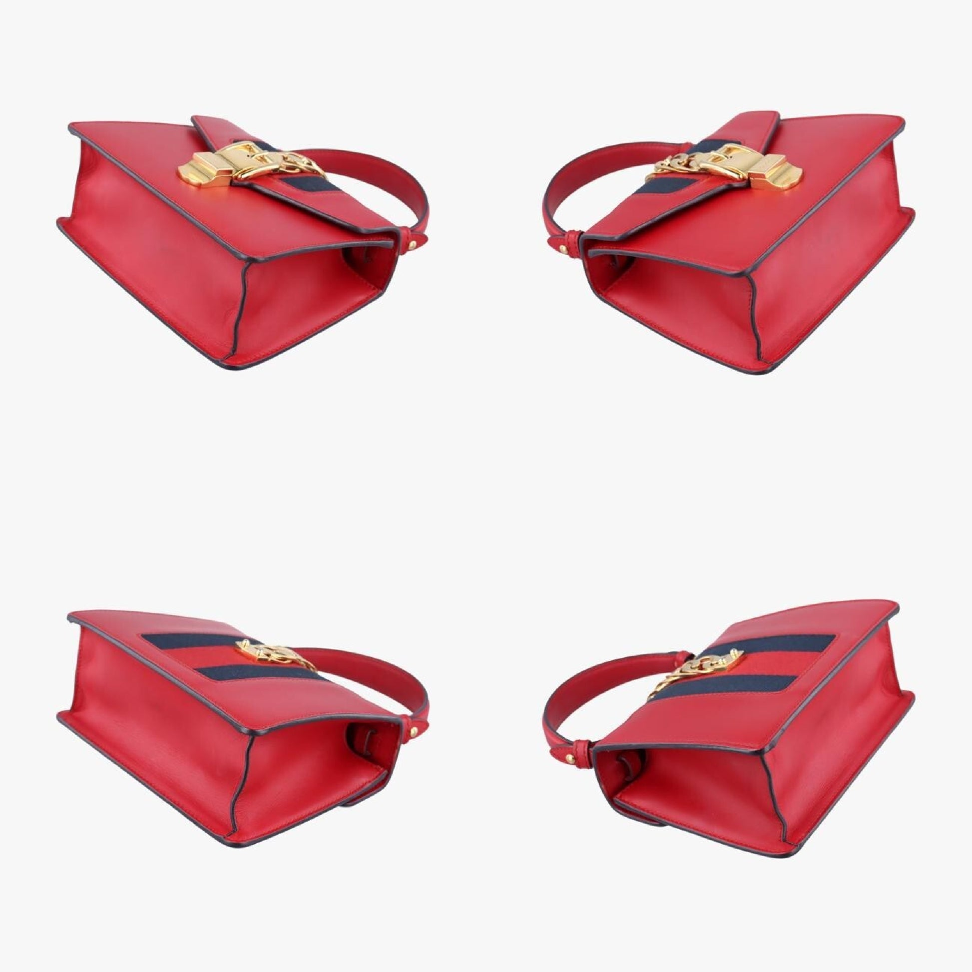GUCCI Sylvie Red x Navy Leather 470270B021409666 Shoulder Bag