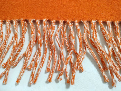 HERMES Cashmere Stole Orange/White Scarf