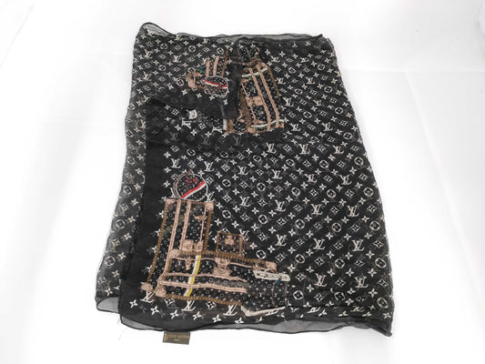 LOUIS VUITTON Monogram Trunk Scarf Black Other Accessories