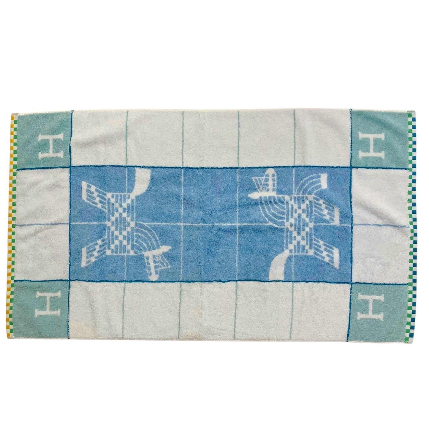 HERMES Towel Animo Natte Blue Face Towel Unused Other Accessories