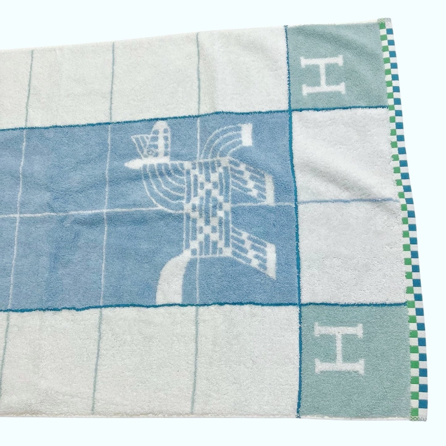 HERMES Towel Animo Natte Blue Face Towel Unused Other Accessories