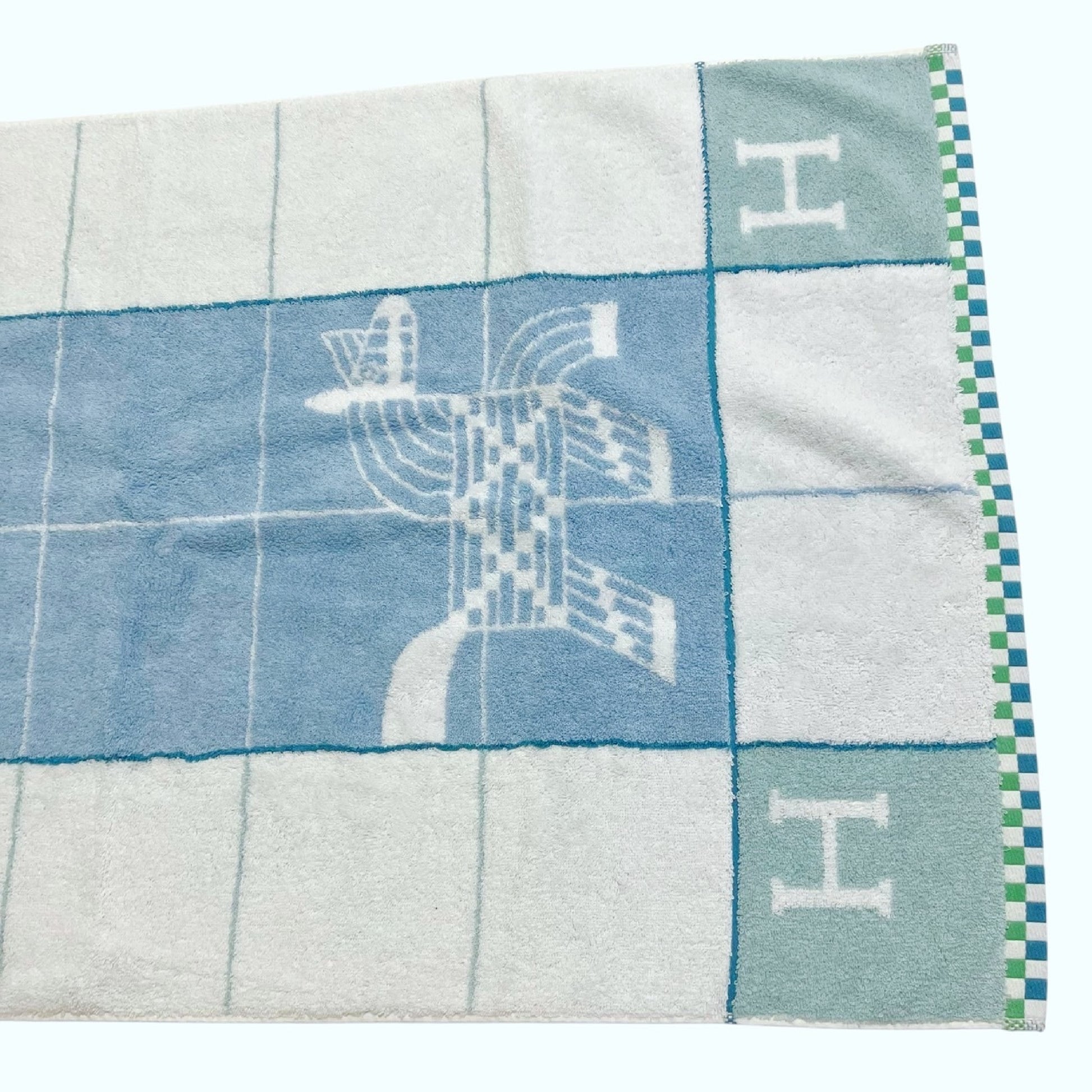 HERMES Towel Animo Natte Blue Face Towel Unused Other Accessories