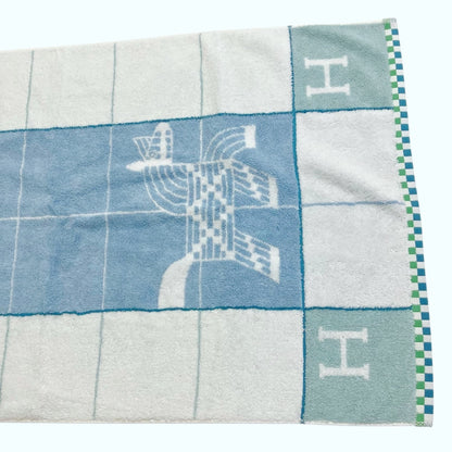 HERMES Towel Animo Natte Blue Face Towel Unused Other Accessories