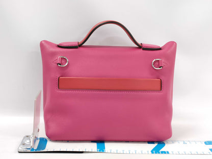 HERMES Sac Vin Quatre Mini Swift Rose Mexico Rouge de Cou Z Stamped Strap with Seal