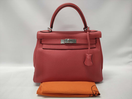 HERMES Kelly 28 □N Stamp Togo Strap Key Padlock Handbag