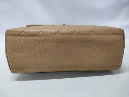 CHANEL Matelasse Coco Handle Handbag in Beige Caviar Leather 8422286