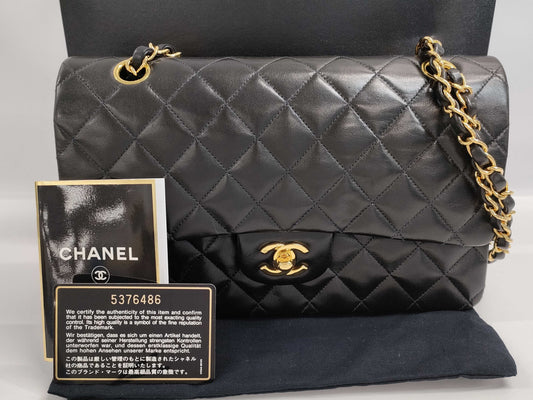 CHANEL Matelasse 25 Double Flap Chain Shoulder Bag, Lambskin, Gold Hardware, Coco Mark, 6376486