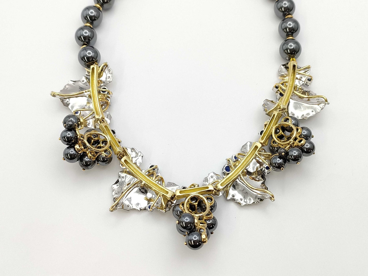 Nobuko Ishikawa Hematite S1.64ct D1.14ct K18/Pt900 113.2G Necklace 
