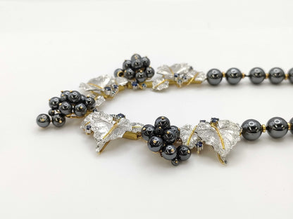 Nobuko Ishikawa Hematite S1.64ct D1.14ct K18/Pt900 113.2G Necklace 