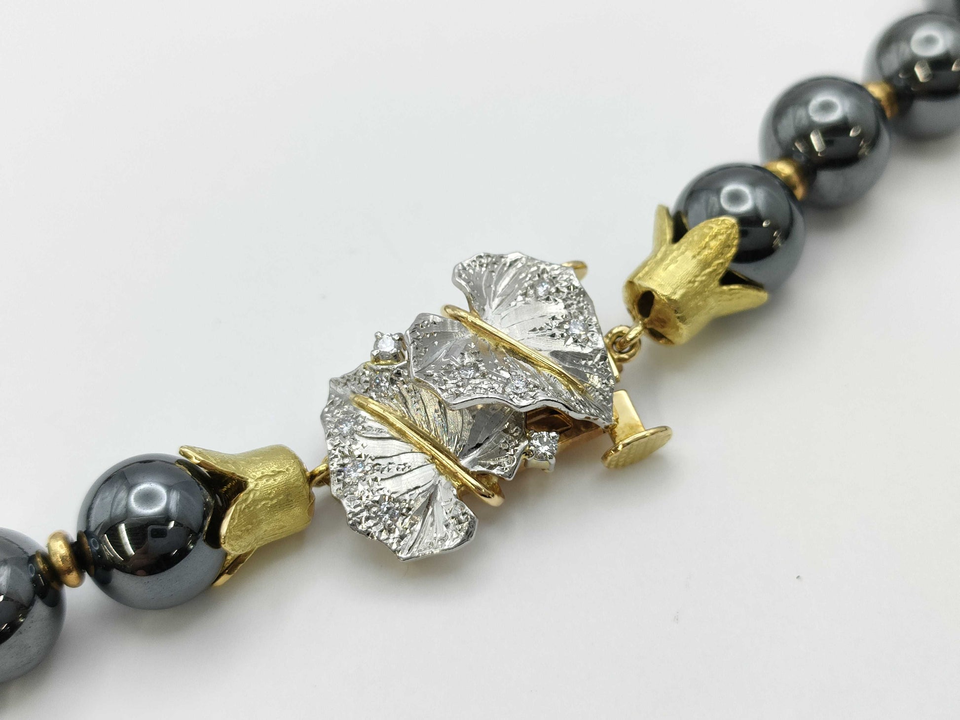 Nobuko Ishikawa Hematite S1.64ct D1.14ct K18/Pt900 113.2G Necklace 