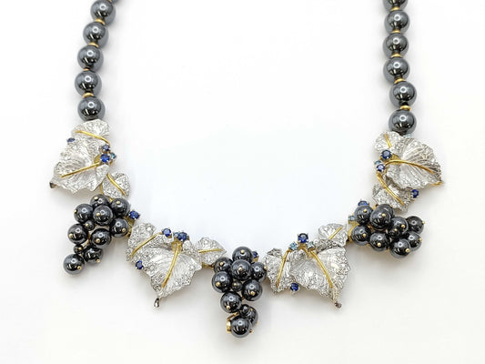 Nobuko Ishikawa Hematite S1.64ct D1.14ct K18/Pt900 113.2G Necklace 