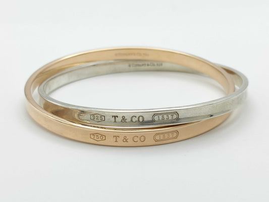 Tiffany & Co. 1837 PG 750/SV925 49.2g Bracelet & Bangle 