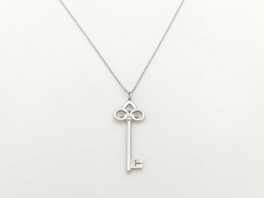 Tiffany & Co. Crown Key 3PD White Gold AU750 6.4g Necklace 