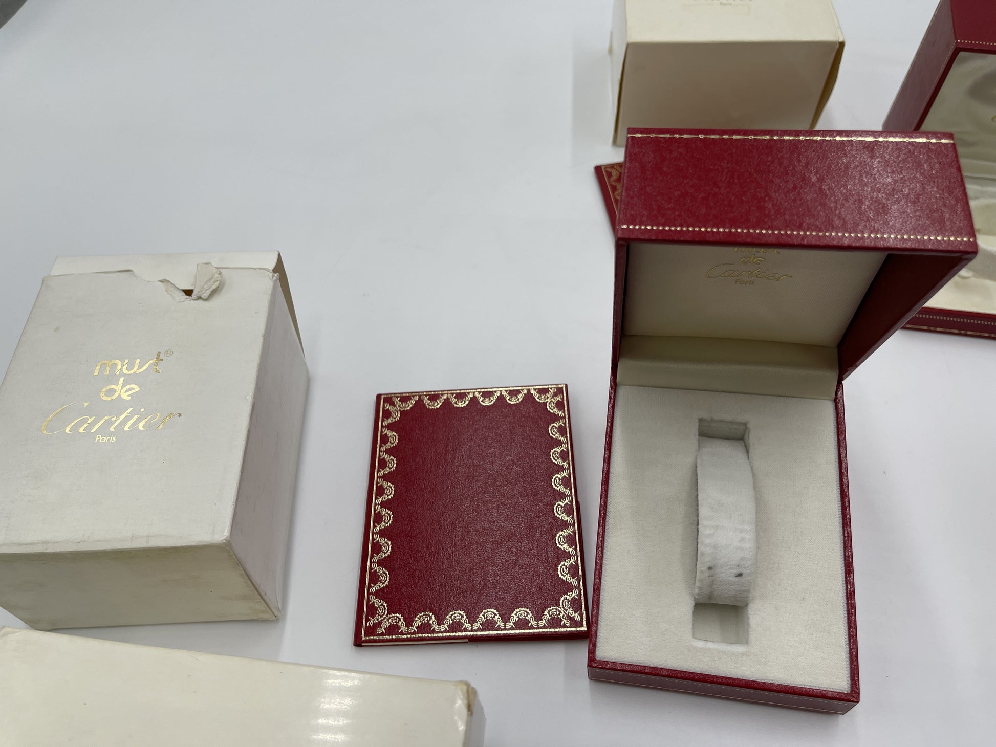 Cartier Vermeil Must Santos Empty Box with Guarantee Card Set of 4 Women's Watches