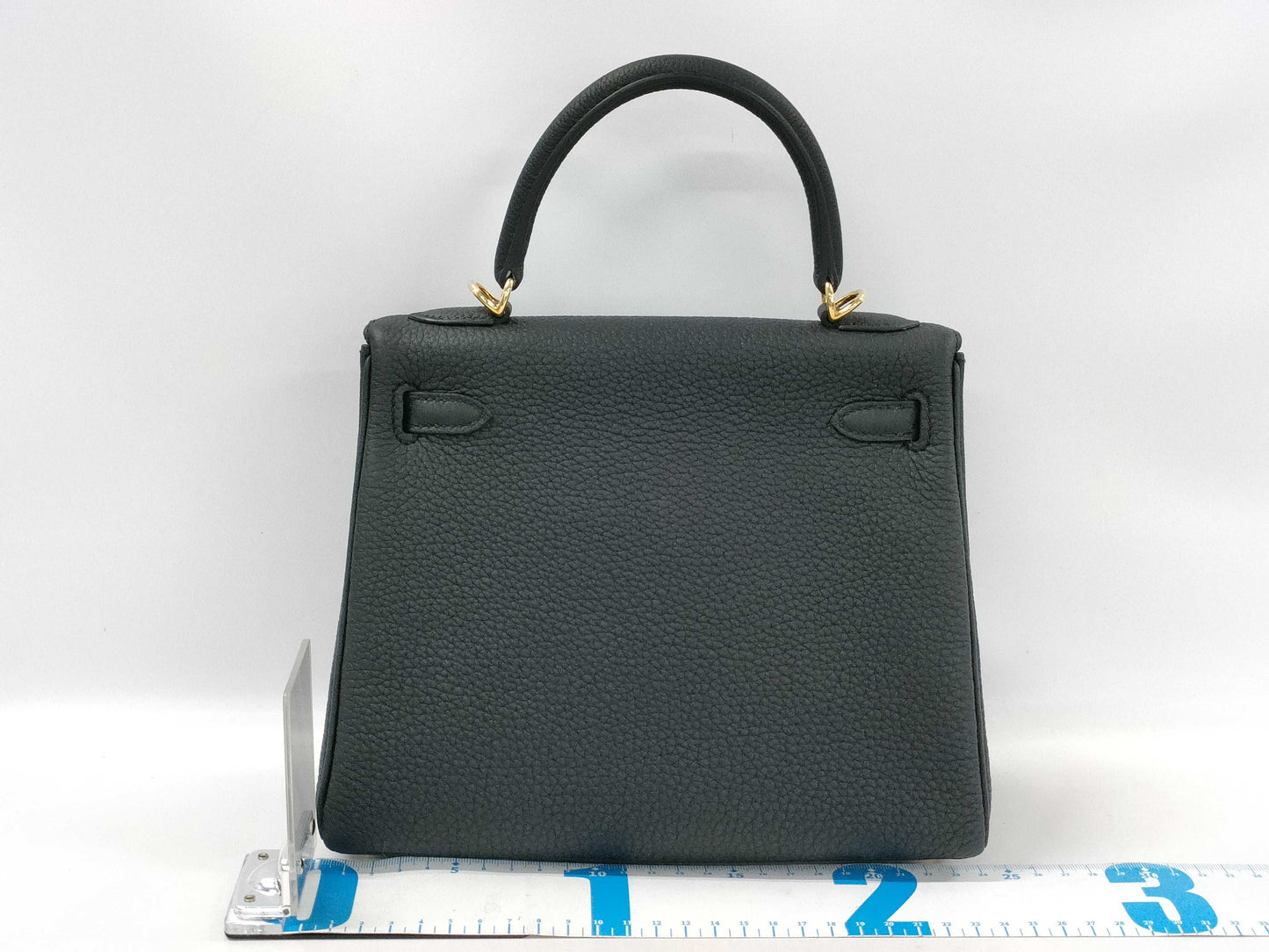 HERMES Kelly 25 Togo Black GP W Stamp Handbag