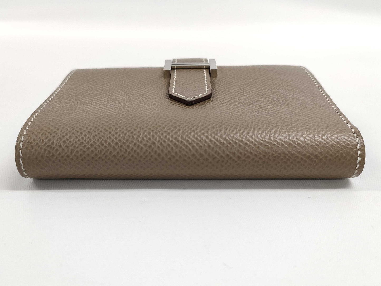 HERMES Bearn Combination Epsom Leather Stainless Steel Wallet with Z Stamp