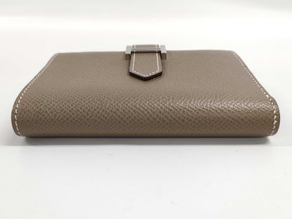 HERMES Bearn Combination Epsom Leather Stainless Steel Wallet with Z Stamp