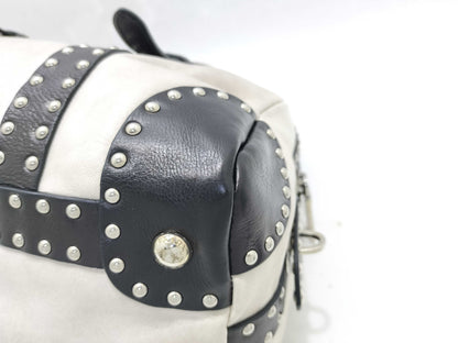 PRADA PRADA Prada Leather Studded Boston Handbag