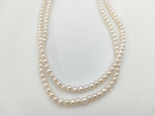 2-strand semi-round pearl diameter approx. 3.4-3.8mm K18 15.5g necklace 