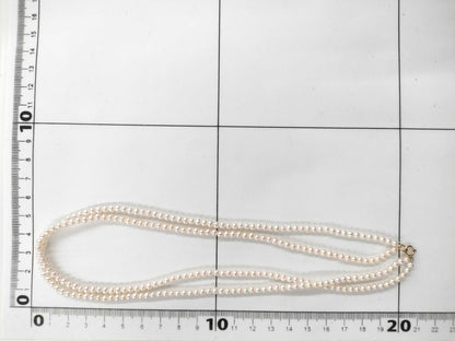 2-strand semi-round pearl diameter approx. 3.4-3.8mm K18 15.5g necklace 