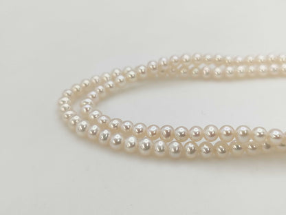 2-strand semi-round pearl diameter approx. 3.4-3.8mm K18 15.5g necklace 