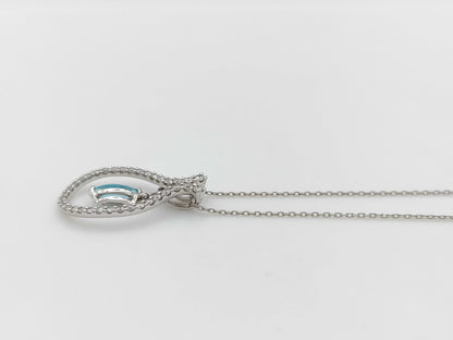 TL0.37ct D0.41ct K18WG/PT850 3.5g Necklace 