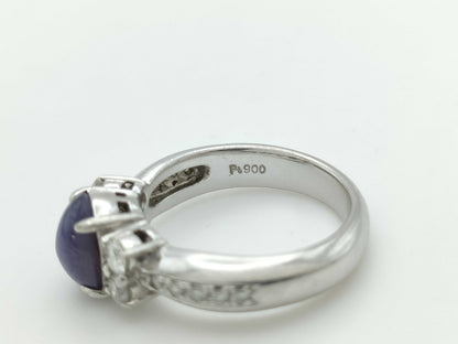 Violet Star Sapphire 2.14ct D0.48ct PT900 8.8g Ring 