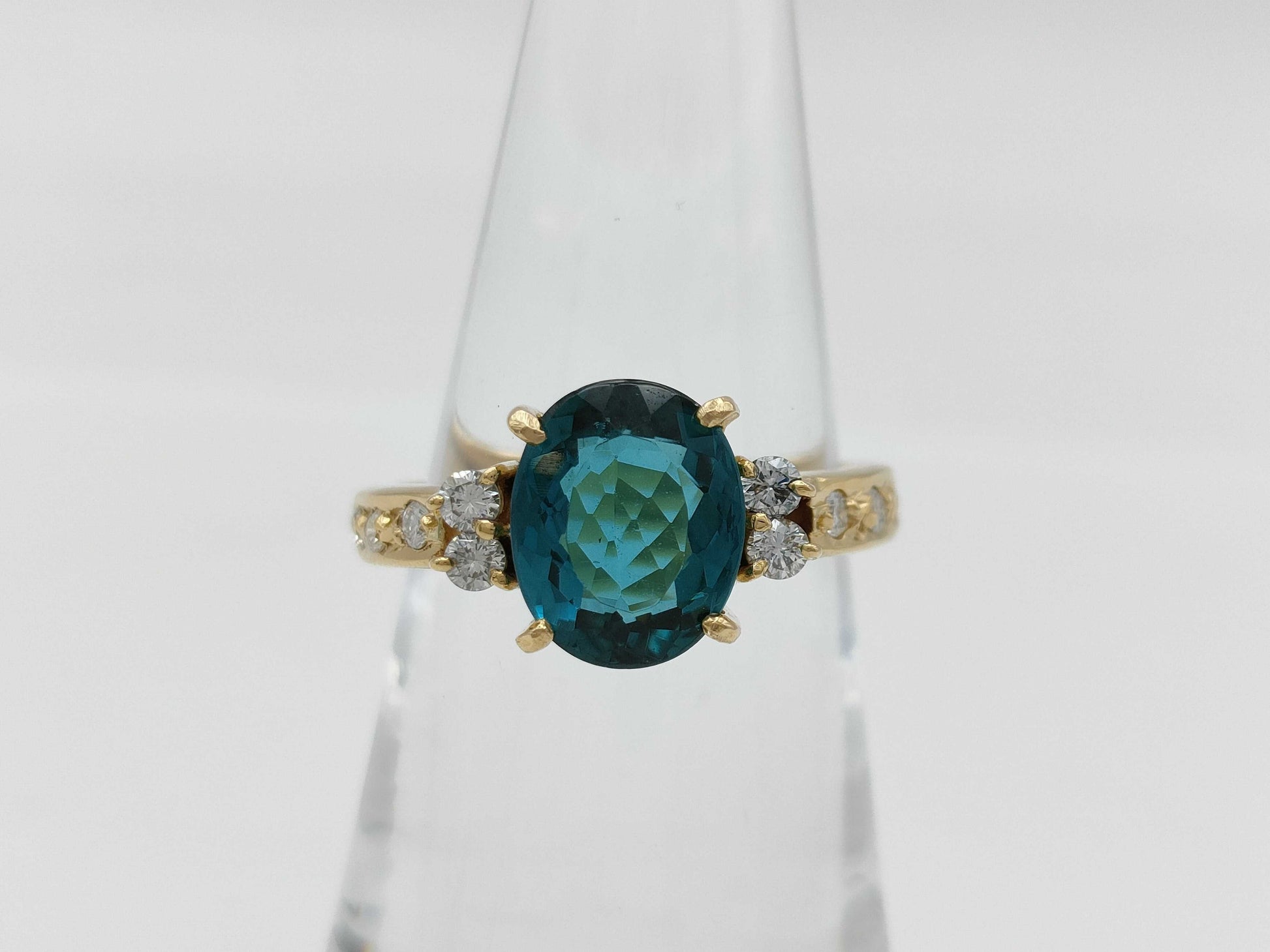 Colored Stone 2.36ct D0.4ct K18 4.6g Ring 