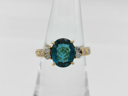 Colored Stone 2.36ct D0.4ct K18 4.6g Ring 