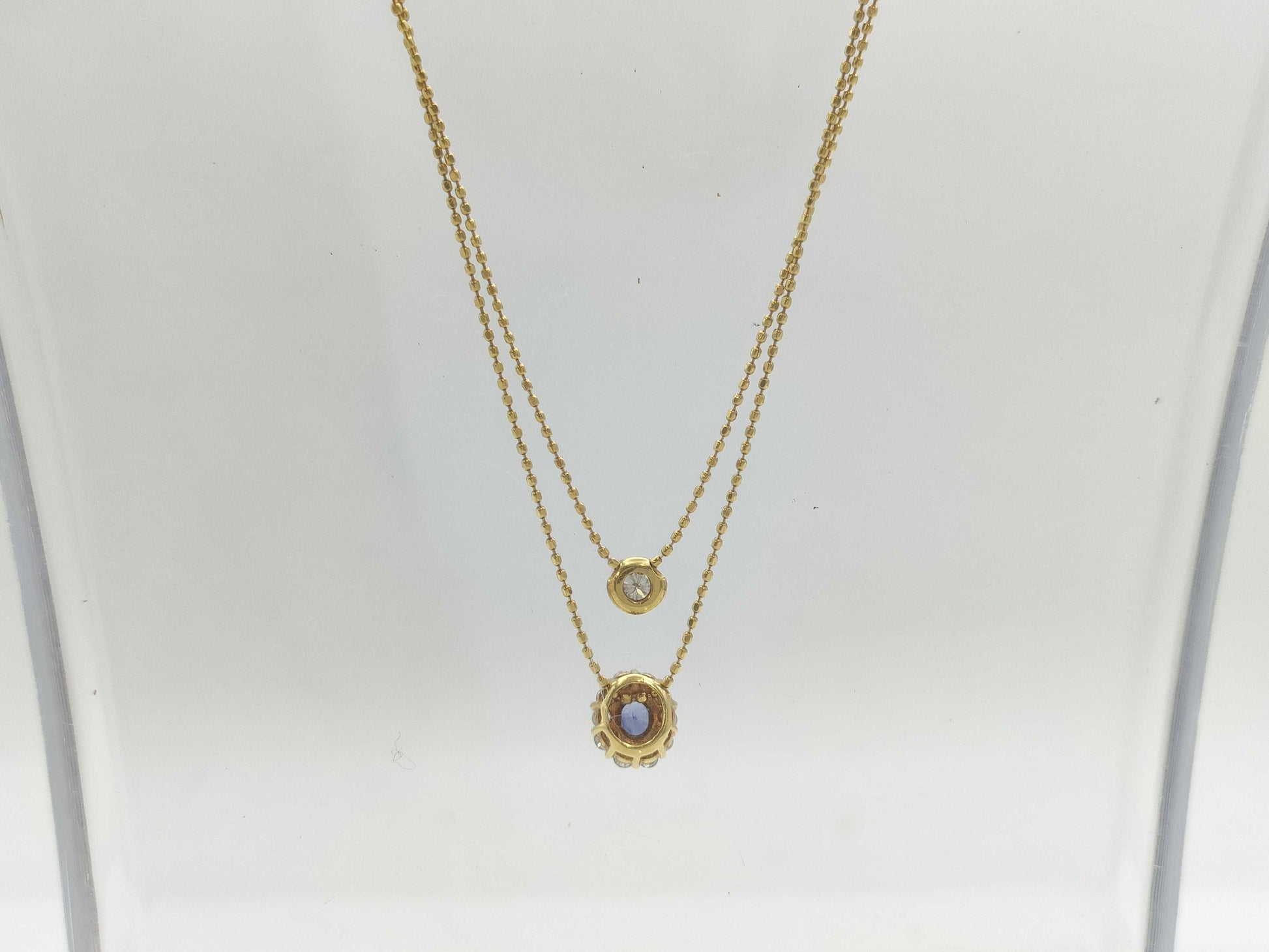 Sapphire Diamond 028 Engraved K18 2.6g Necklace 
