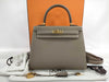 HERMES Kelly 25 Epsom Etoupe Gold Hardware GP B Stamp Bag