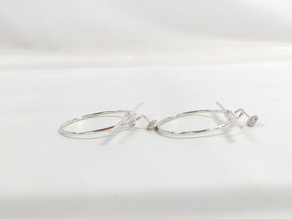 HERMES Loop MM Silver Hoop Earrings 25S009387 Earrings