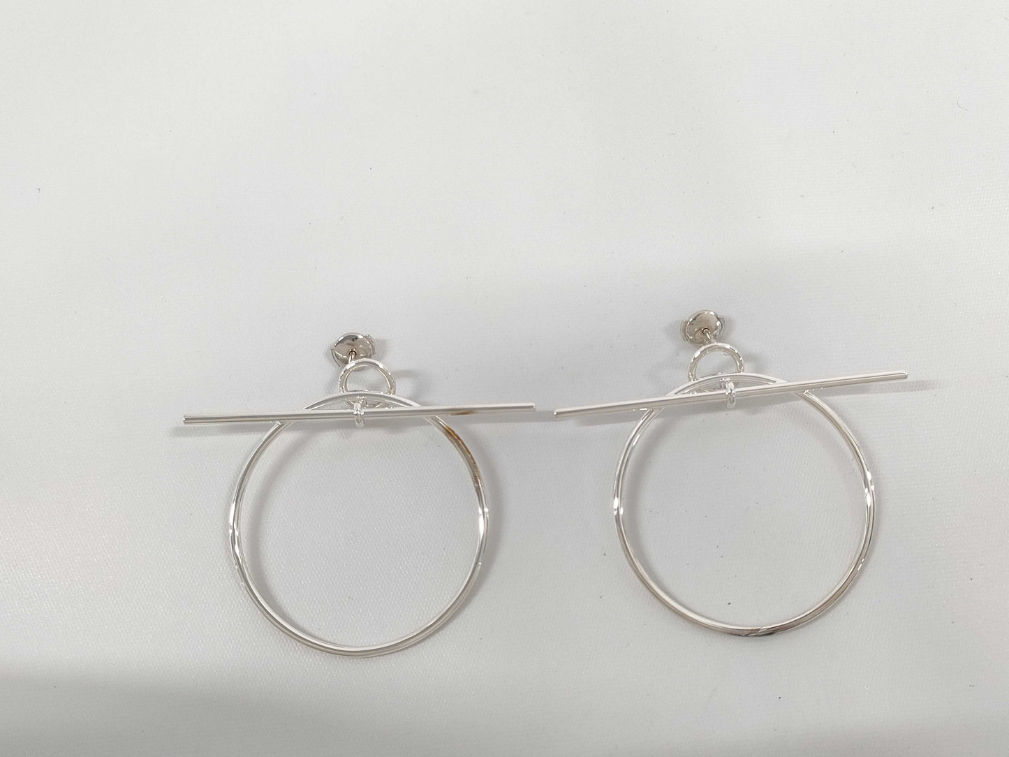 HERMES Loop MM Silver Hoop Earrings 25S009387 Earrings