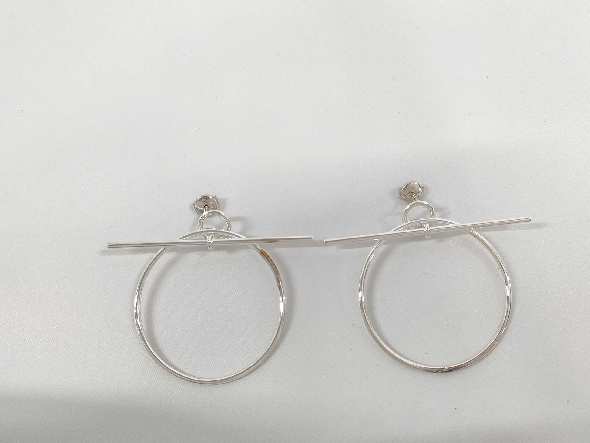 HERMES Loop MM Silver Hoop Earrings 25S009387 Earrings