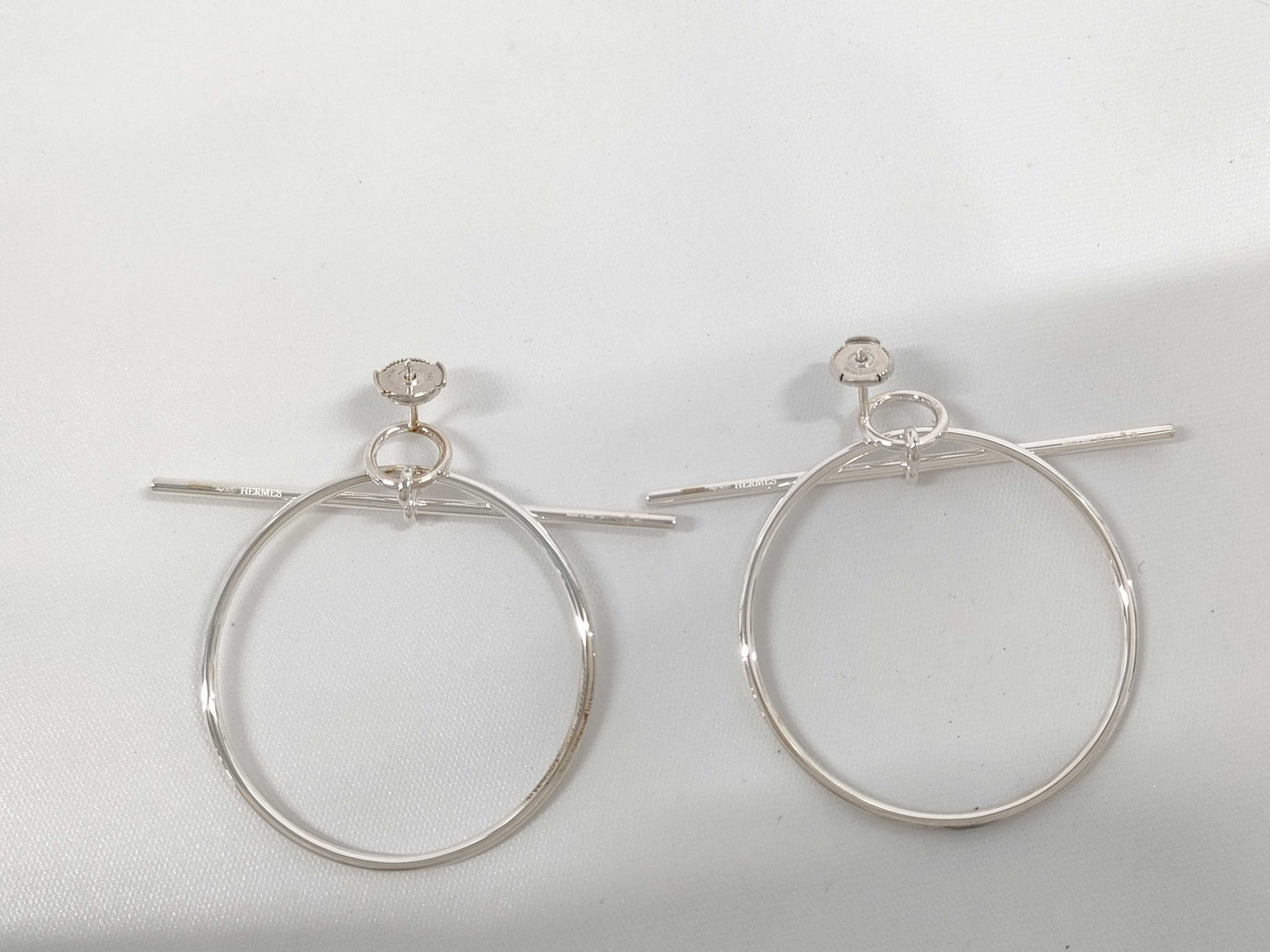 HERMES Loop MM Silver Hoop Earrings 25S009387 Earrings