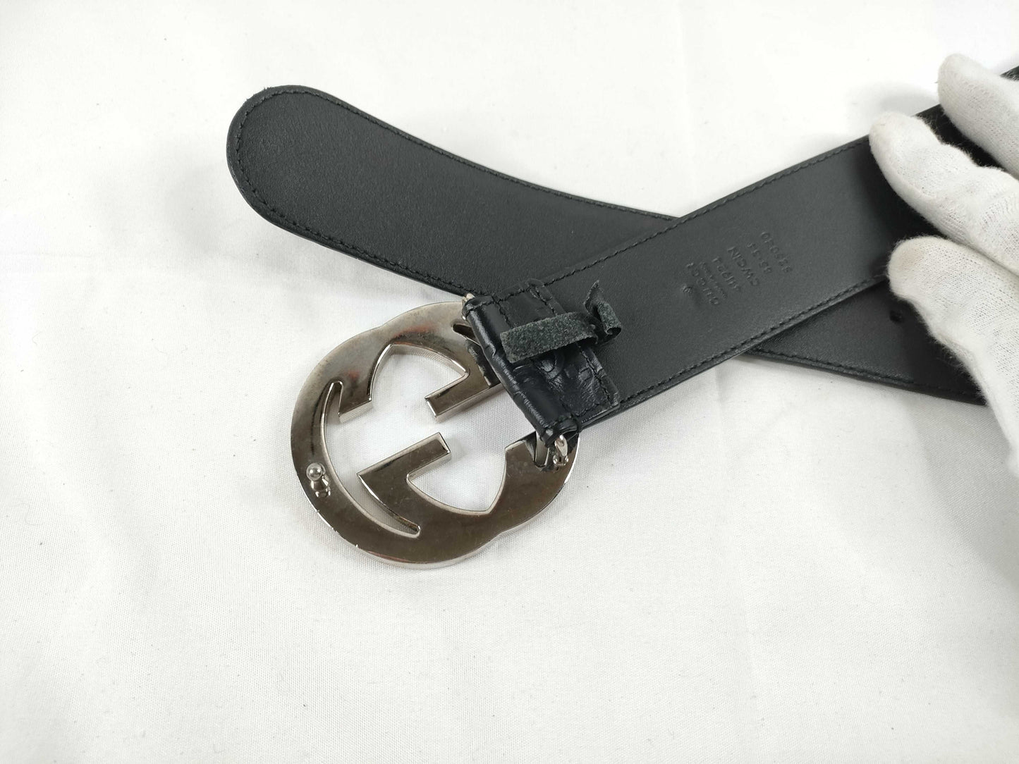 GUCCI Gucci Sima Gucci Sima Interlocking Belt 411924 85/34 Black Belt