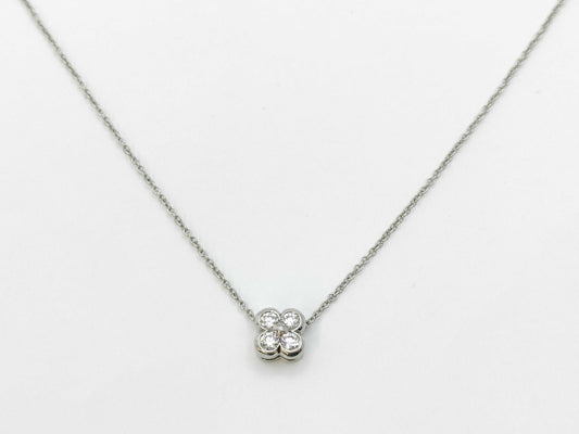 Tiffany&Co. Floral Motif 4PD PT950 3.4g Necklace 