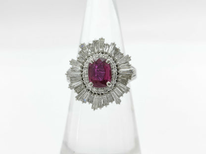 Ruby Diamond 147/167 Engraved Pt900 10.7g Ring 