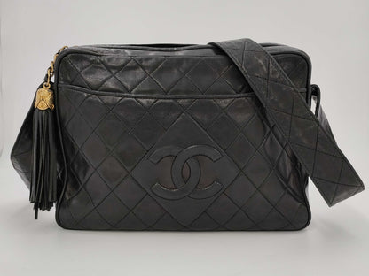 CHANEL Fringe Black Shoulder Bag