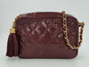 CHANEL Tassel Matelasse Chain Lizard Red Shoulder Bag