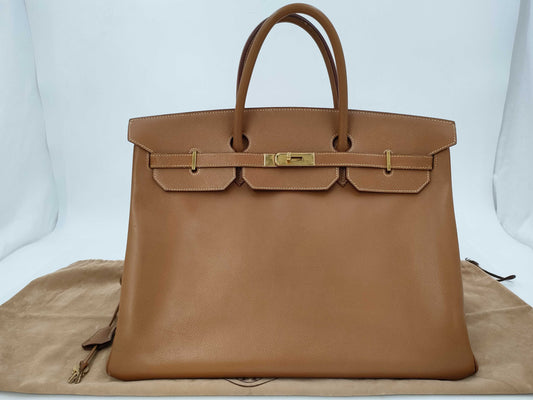 HERMES Birkin 40 Couchvel Gold Handbag
