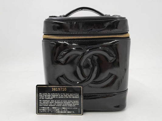CHANEL Patent Black Vanity Bag