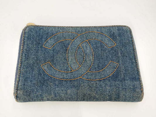 CHANEL CHANEL Coco Mark Denim Wallet