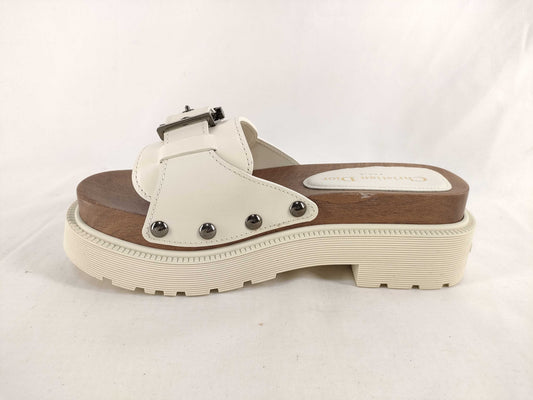 Dior DIORQUAKE STRAP SANDAL Belt Design Flat Leather Sandals Ivory 35 Sandals